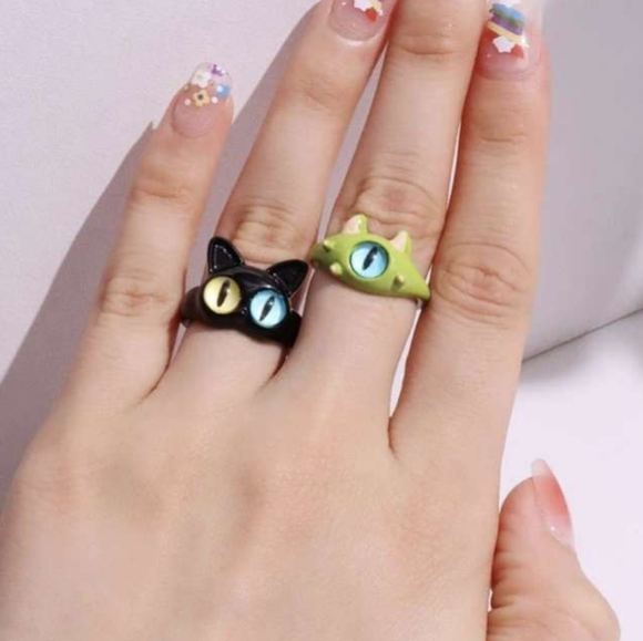 Cat and Monster Couples Ring Set - Picture 5 of 5